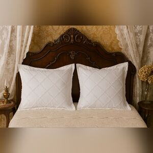 King Pillow Shams – Diamond Tufted Pattern – Cottagecore Farmhouse Bedding